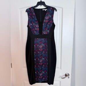 RACHEL Rachel Roy Black and Blue Floral Midi Dress (NWOT)